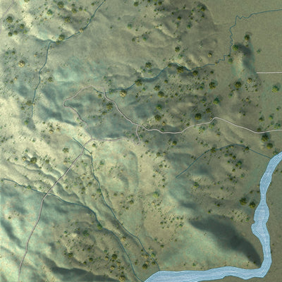 Close-up of the map of Covelo, California print showing street and building detail