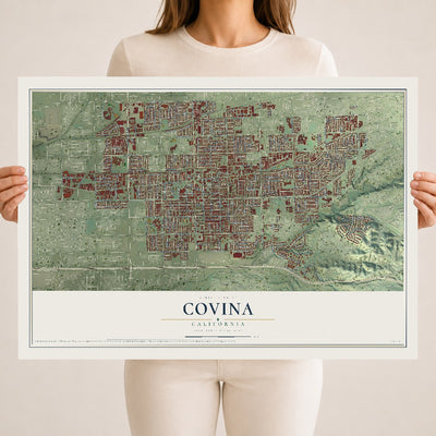 Map of Covina, California, 18 x 24 inch unframed archival matte print
