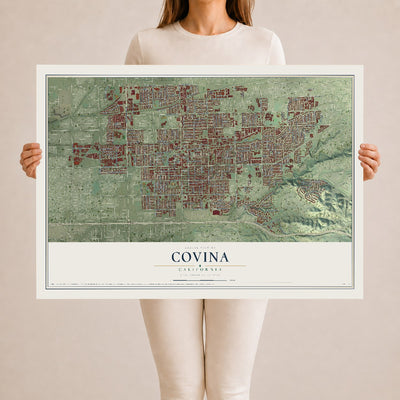 Map of Covina, California, 24 x 36 inch unframed archival matte print