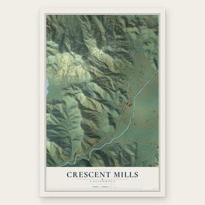 Crescent Mills, California map print, the full design