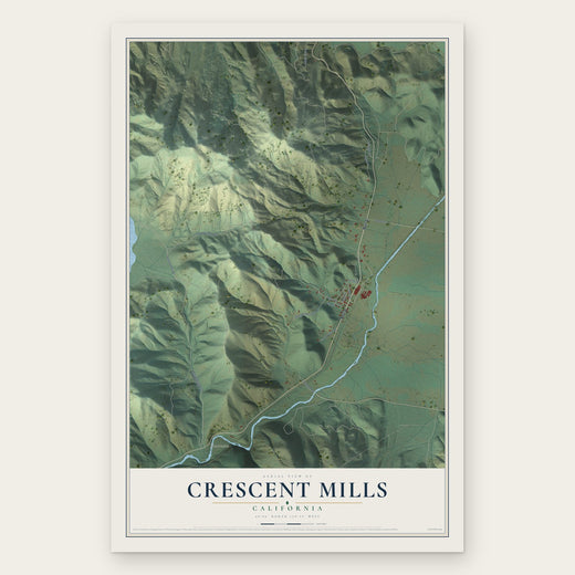 Crescent Mills, California map print, the full design