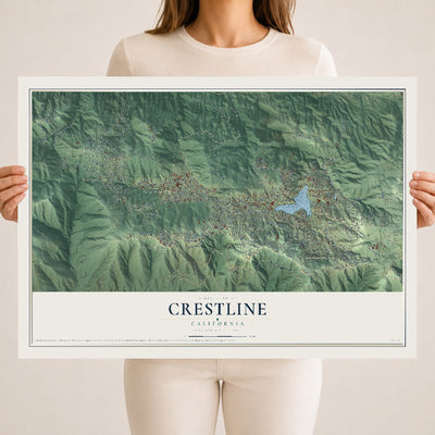 Map of Crestline, California, 18 x 24 inch unframed archival matte print