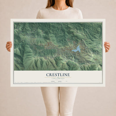 Map of Crestline, California, 24 x 36 inch unframed archival matte print