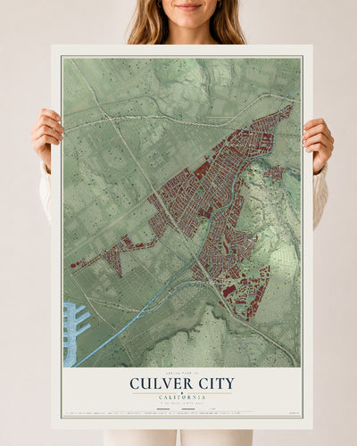 Map of Culver City, California, 24 x 36 inch unframed archival matte print