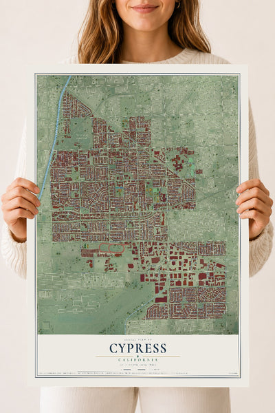 Map of Cypress, California, 18 x 24 inch unframed archival matte print