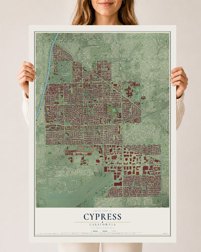 Map of Cypress, California, 24 x 36 inch unframed archival matte print