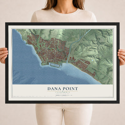Map of Dana Point, California, 18 x 24 inch print in a black wood frame