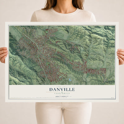 Map of Danville, California, 18 x 24 inch unframed archival matte print