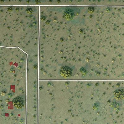 Close-up of the map of Daphnedale Park, California print showing street and building detail