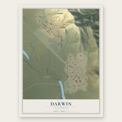 Darwin, California map print, the full design