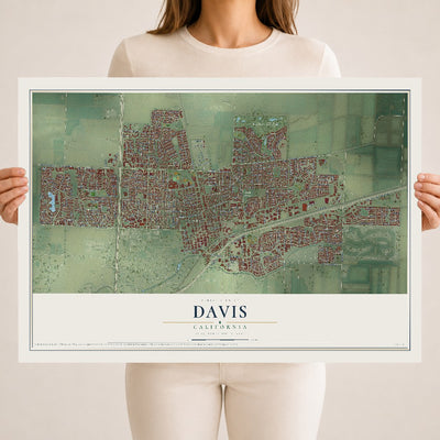 Map of Davis, California, 18 x 24 inch unframed archival matte print
