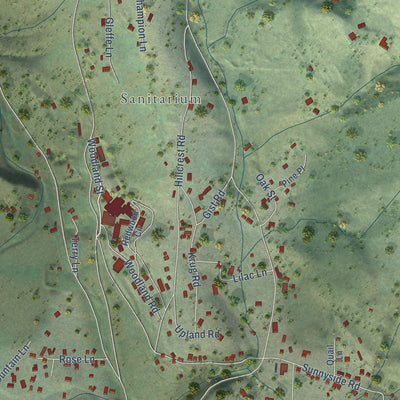Close-up of the map of Deer Park, California print showing street and building detail