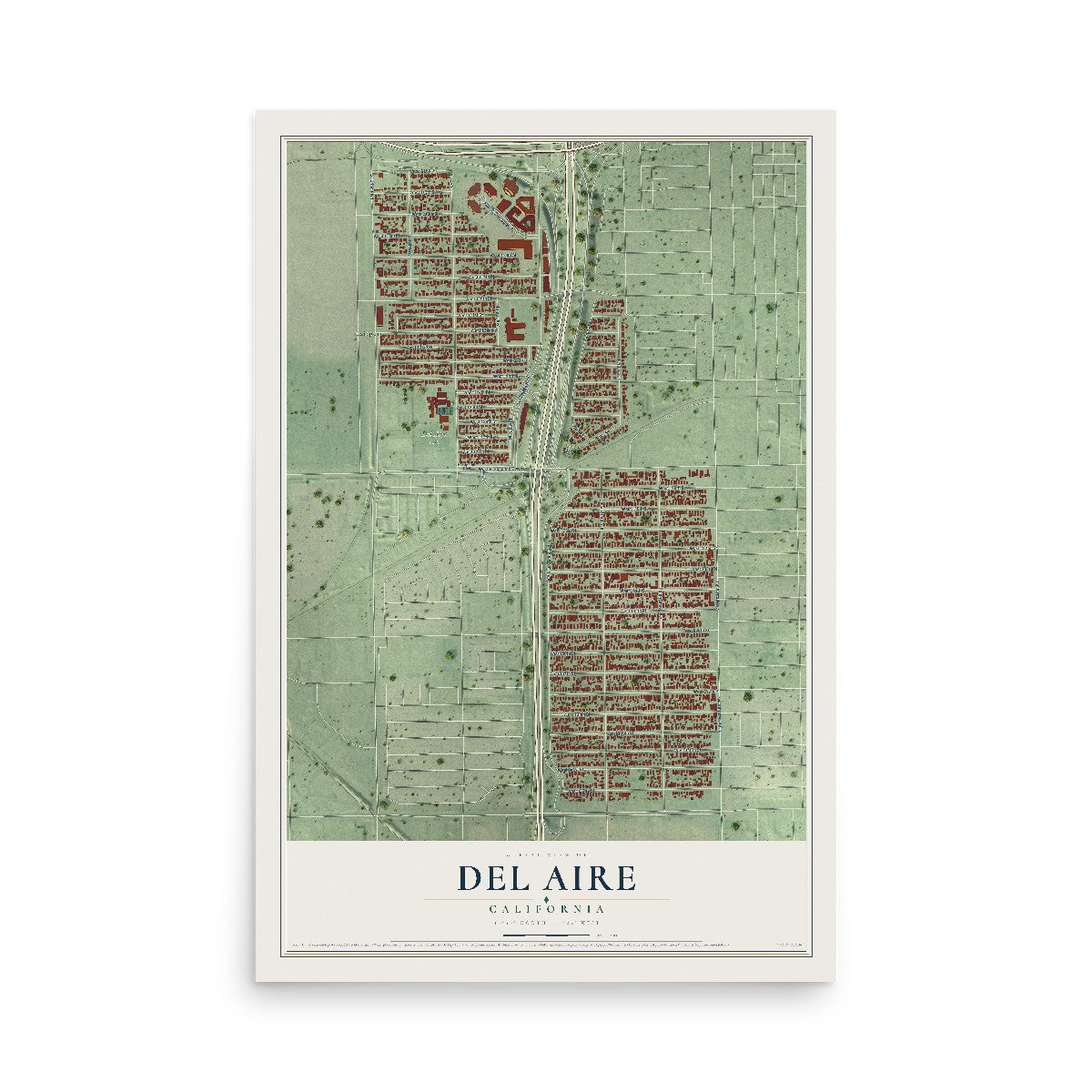 Map of Del Aire, California, 12 x 18 inch unframed archival matte print