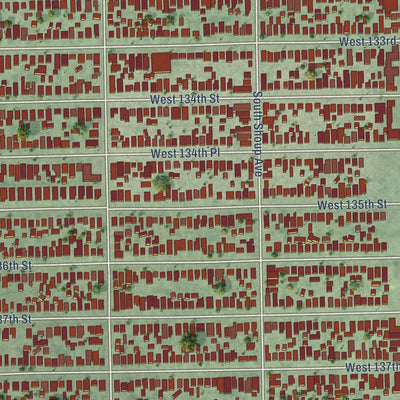 Close-up of the map of Del Aire, California print showing street and building detail