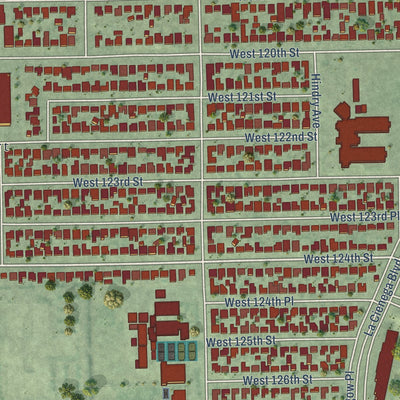 Second close-up of the map of Del Aire, California print showing more streets and buildings