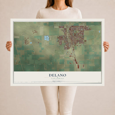 Map of Delano, California, 24 x 36 inch unframed archival matte print
