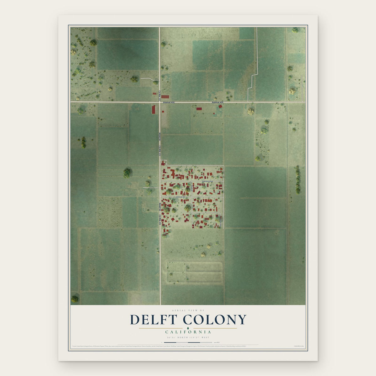 Delft Colony, California map print, the full design