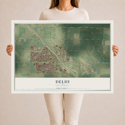 Map of Delhi, California, 24 x 36 inch unframed archival matte print