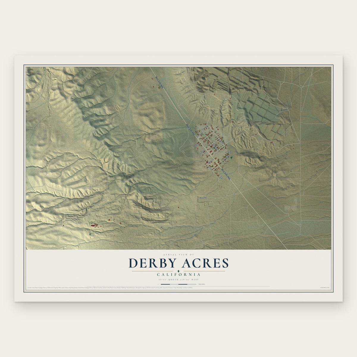 Derby Acres, California map print, the full design