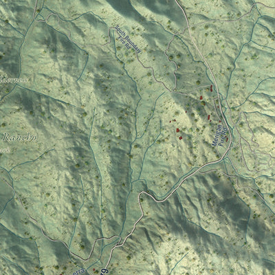 Close-up of the map of Descanso, California print showing street and building detail