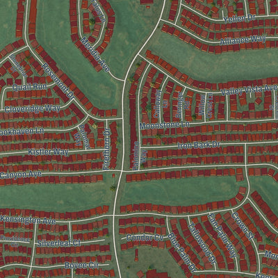 Close-up of the map of Desert Palms, California print showing street and building detail