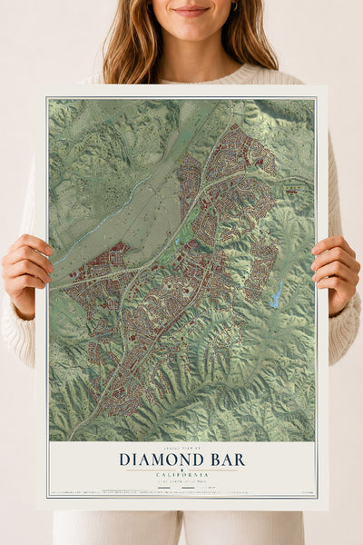 Map of Diamond Bar, California, 18 x 24 inch unframed archival matte print