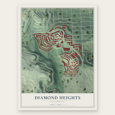 Diamond Heights, California map print, the full design