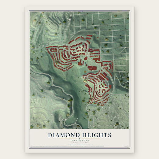 Diamond Heights, California map print, the full design