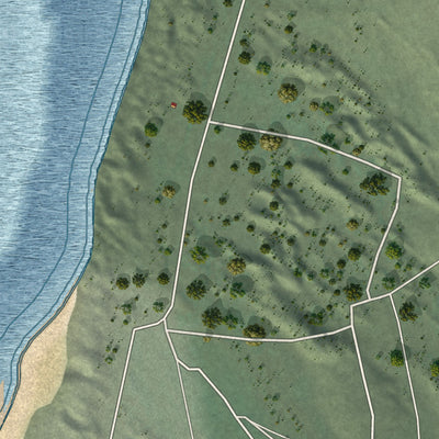 Second close-up of the map of Dillon Beach, California print showing more streets and buildings