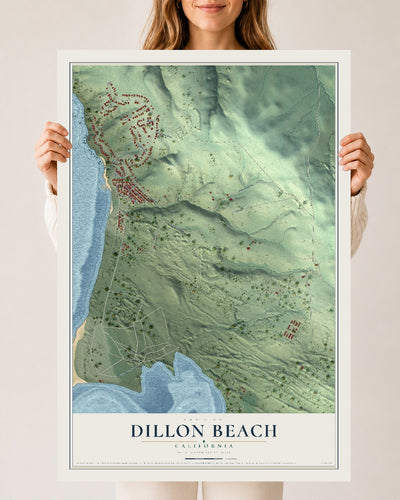 Map of Dillon Beach, California, 24 x 36 inch unframed archival matte print