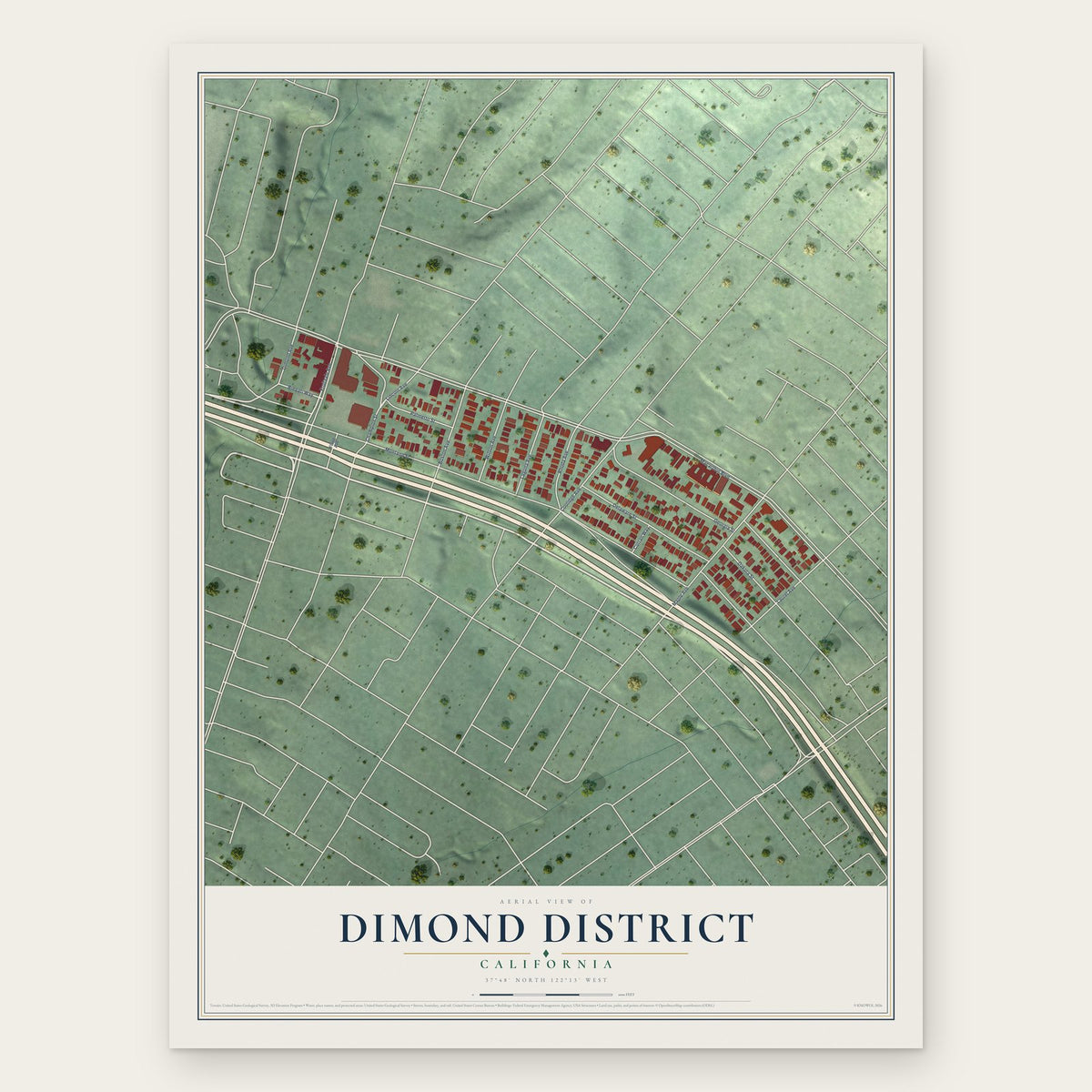 Dimond District, California map print, the full design