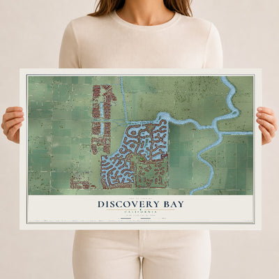 Map of Discovery Bay, California, 12 x 18 inch unframed archival matte print