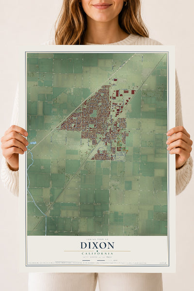 Map of Dixon, California, 18 x 24 inch unframed archival matte print