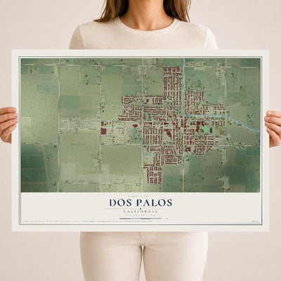 Map of Dos Palos, California, 18 x 24 inch unframed archival matte print