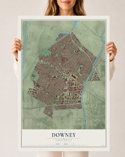 Map of Downey, California, 24 x 36 inch unframed archival matte print