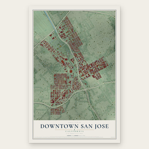 Downtown San Jose, California map print, the full design
