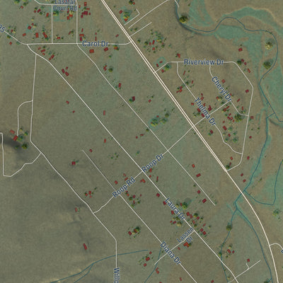 Close-up of the map of Doyle, California print showing street and building detail