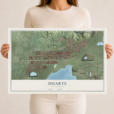 Map of Duarte, California, 12 x 18 inch unframed archival matte print