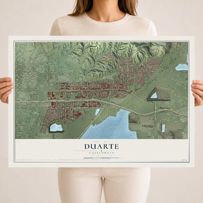 Map of Duarte, California, 18 x 24 inch unframed archival matte print