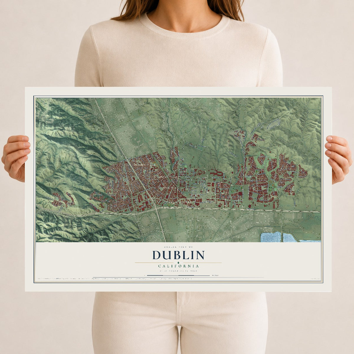 Map of Dublin, California, 12 x 18 inch unframed archival matte print
