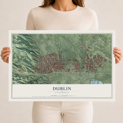 Map of Dublin, California, 12 x 18 inch unframed archival matte print