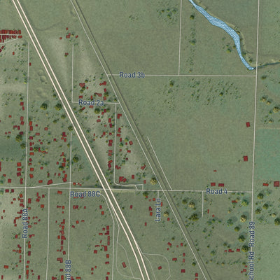 Close-up of the map of Dunnigan, California print showing street and building detail