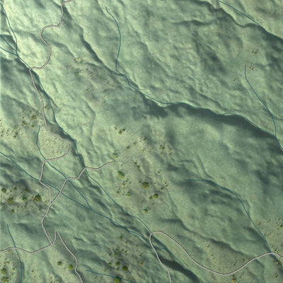 Second close-up of the map of Dunsmuir, California print showing more streets and buildings