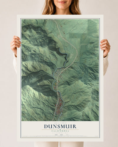 Map of Dunsmuir, California, 24 x 36 inch unframed archival matte print