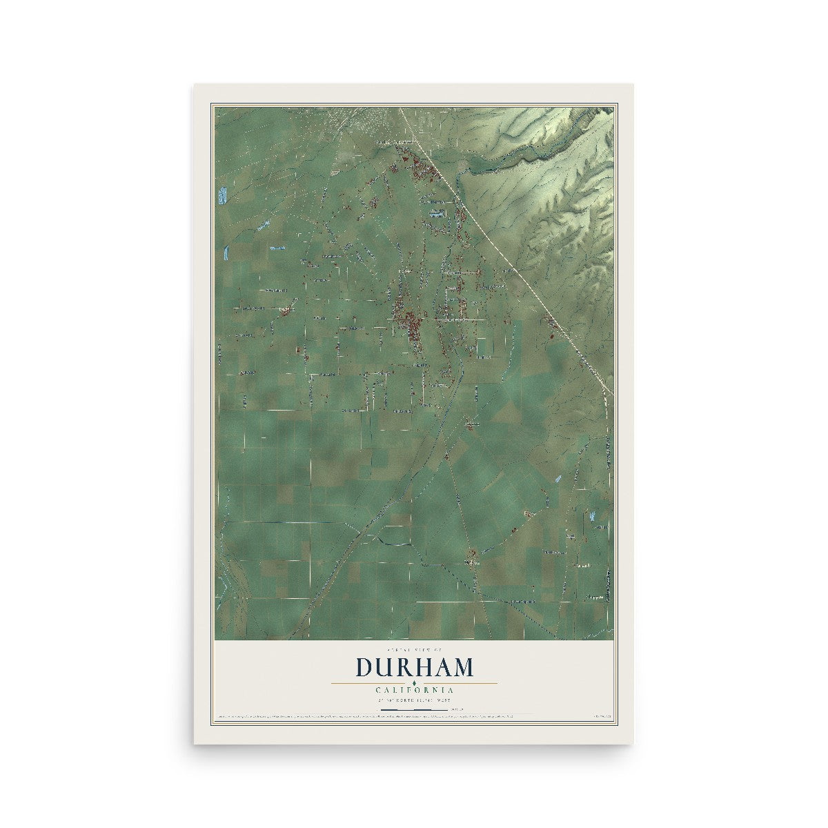 Map of Durham, California, 12 x 18 inch unframed archival matte print