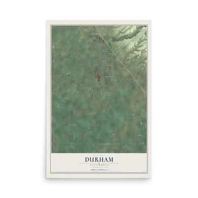 Map of Durham, California, 12 x 18 inch unframed archival matte print