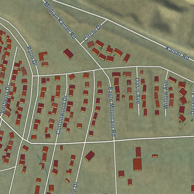Close-up of the map of Eagle Mountain, California print showing street and building detail