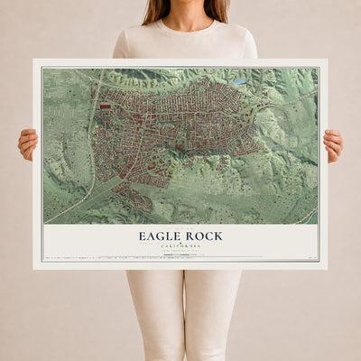 Map of Eagle Rock, California, 24 x 36 inch unframed archival matte print