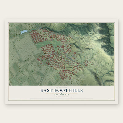 East Foothills, California map print, the full design