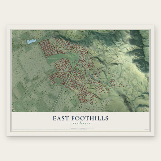 East Foothills, California map print, the full design